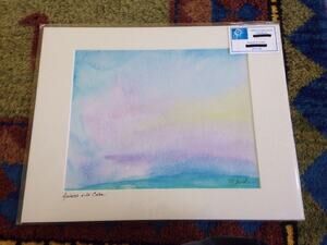 Modern Abstract Pastel Watercolor Digital Drawing Print Pro Matted Deb Booth